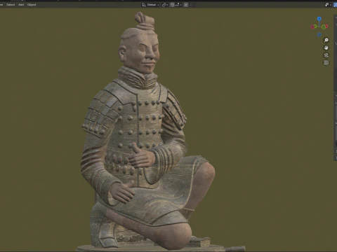 Terracotta Archer Warrior statue 3D Model