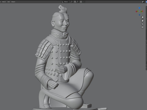 병마용 궁수 전사 동상 3D 모델