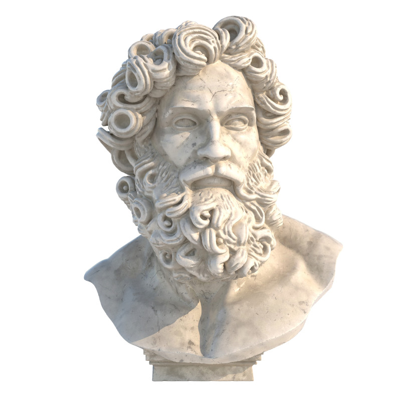 Zues head bust 3D Модель .c4d .max .obj .3ds .fbx .stl .blend