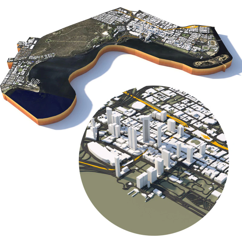 Perth Terrain city Australia 3D Model .c4d .max .obj .3ds .fbx .stl .blend 