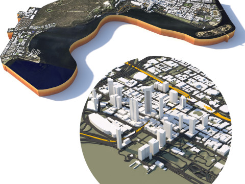 Perth Terrain city Australia 3D मॉडल