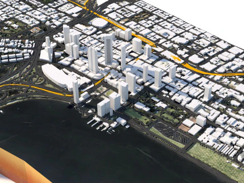 Perth Terrain city Australia 3D Model