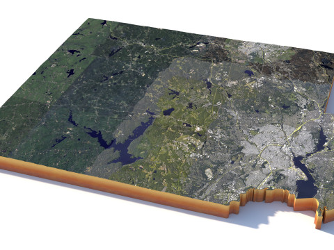 Providence and Pawtucket Rhode Terrain city Island USA 3D 모델