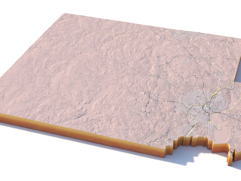 Providence and Pawtucket Rhode Terrain city Island USA 3D 모델