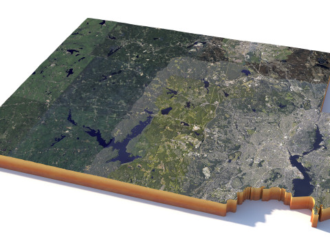 Providence and Pawtucket Rhode Terrain city Island USA 3D 모델