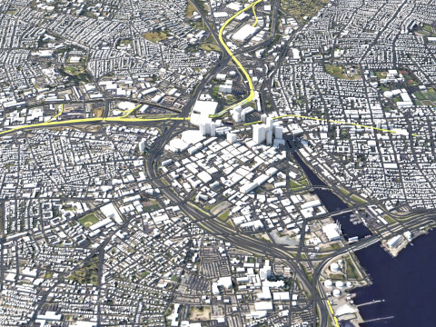 Providence and Pawtucket Rhode Terrain city Island USA 3D 모델