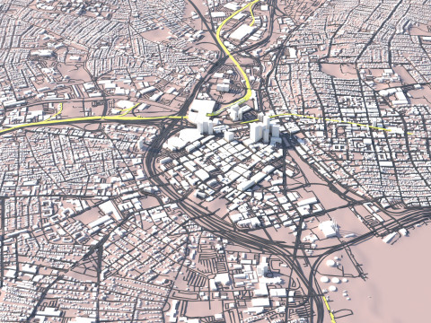 Providence and Pawtucket Rhode Terrain city Island USA 3D 모델