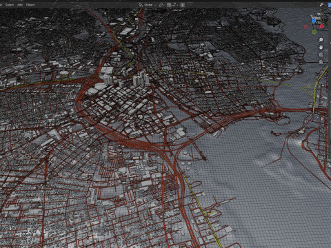 Providence and Pawtucket Rhode Terrain city Island USA 3D 모델