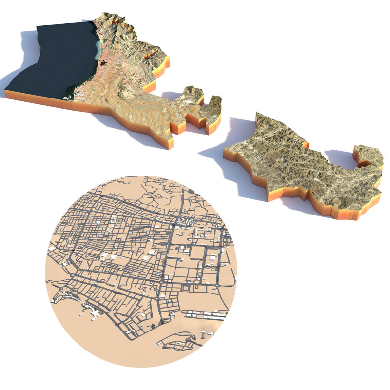 RAS AL Khaimah Terrain city UAE Modello 3D .c4d .max .obj .3ds .fbx .stl .blend