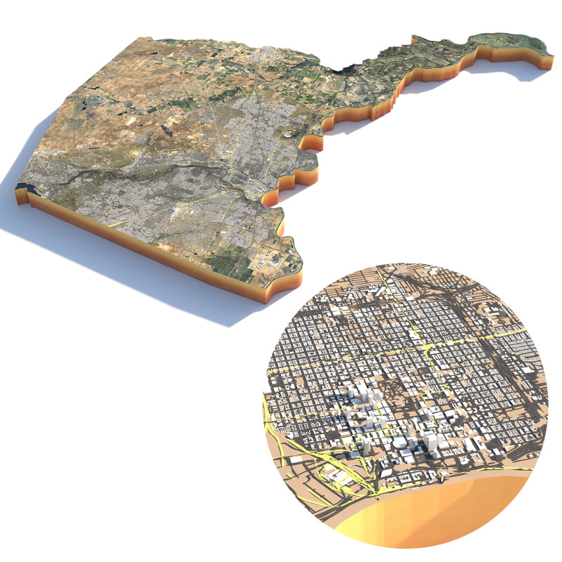 Sacramento Terrain city California USA 3D 모델 .c4d .max .obj .3ds .fbx .stl .blend