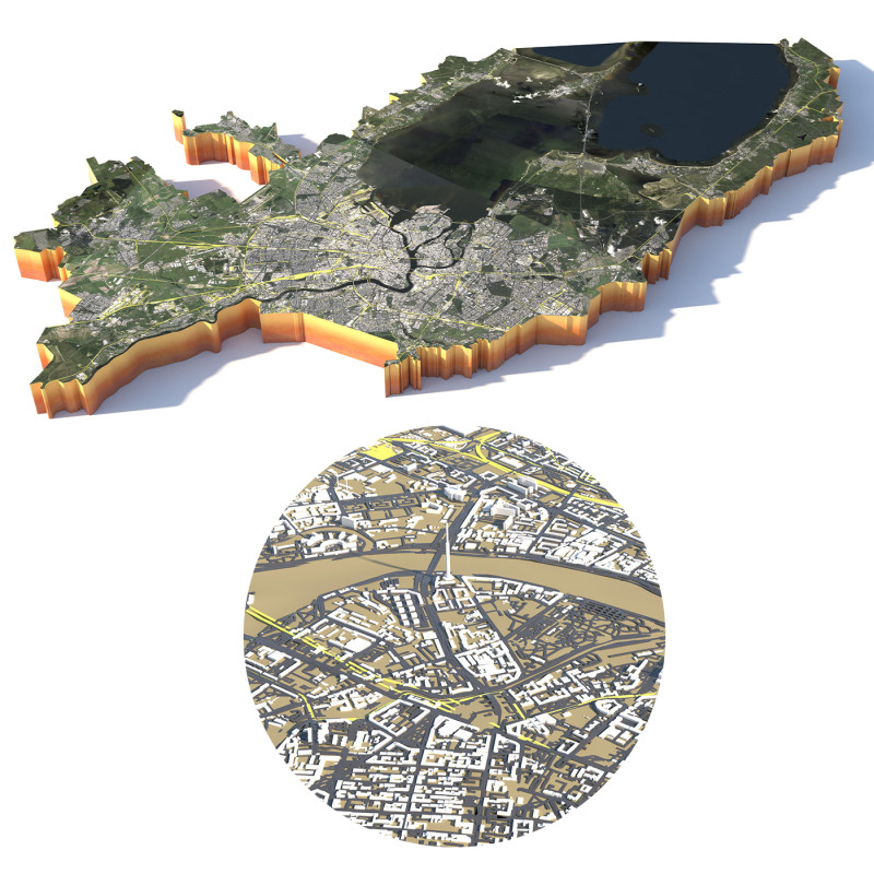 Saint Petersburg Terrain city Russia 3D मॉडल .c4d .max .obj .3ds .fbx .stl .blend