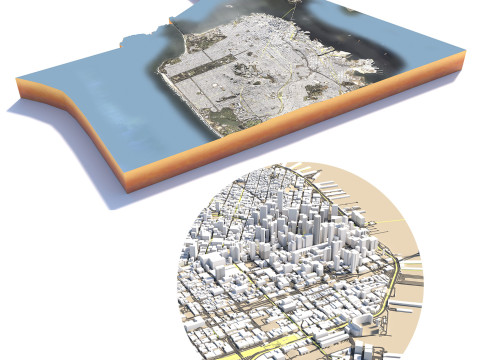 San Francisco Terrain city California USA Model 3D