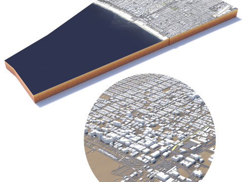Santa Monica Terrain city California USA Model 3D