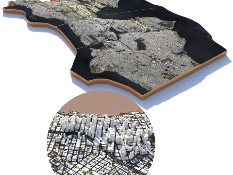 Seattle Washington Terrain city USA Model 3D
