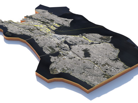 Seattle Washington Terrain city USA 3Dモデル