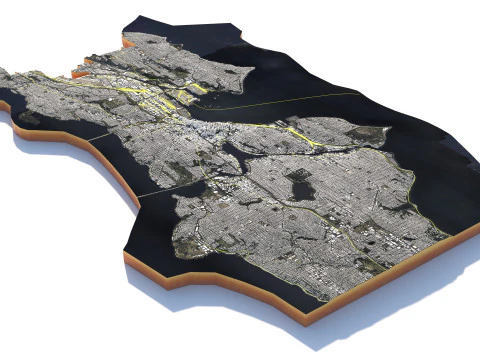 Seattle Washington Terrain city USA 3D Model