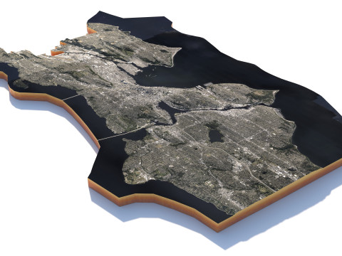 Seattle Washington Terrain city USA 3Dモデル