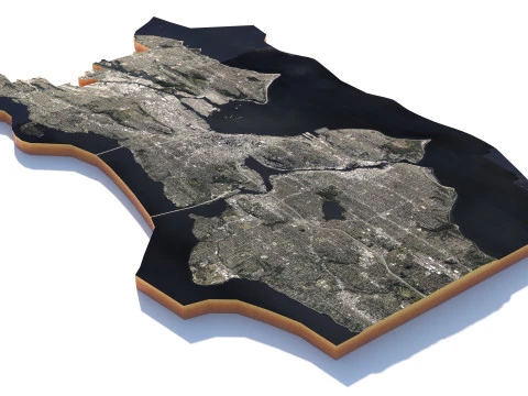 Seattle Washington Terrain city USA 3D Model