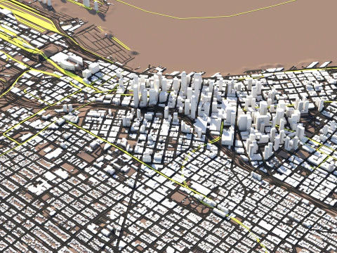 Seattle Washington Terrain city USA 3D Model