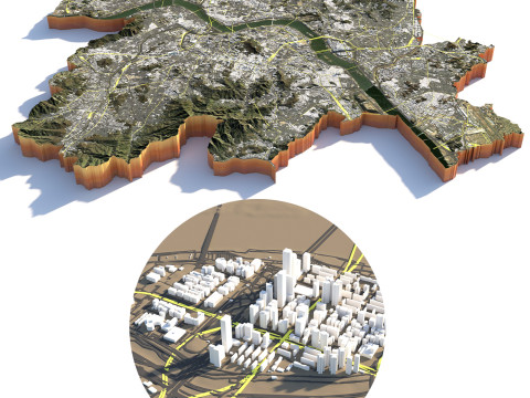 Seattle Washington Terrain city USA 3D मॉडल