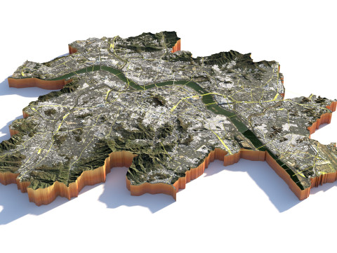 Seattle Washington Terrain city USA 3D Модель