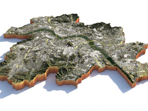 Seattle Washington Terrain city USA 3D Model