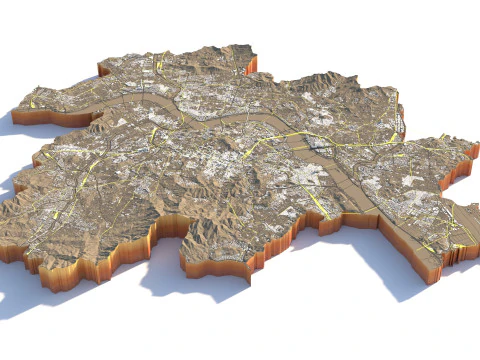 Seattle Washington Terrain city USA 3D Model