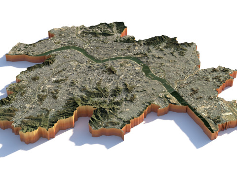 Seattle Washington Terrain city USA 3D Модель
