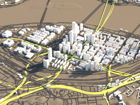 Seattle Washington Terrain city USA 3D Модель