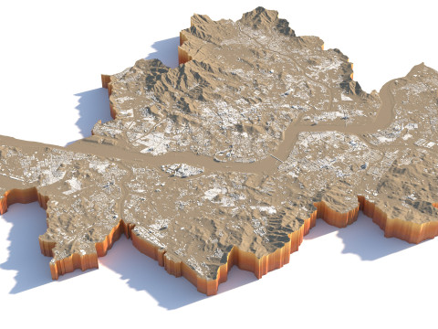 Seattle Washington Terrain city USA 3D Модель