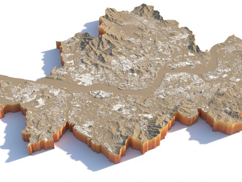 Seattle Washington Terrain city USA 3D Model