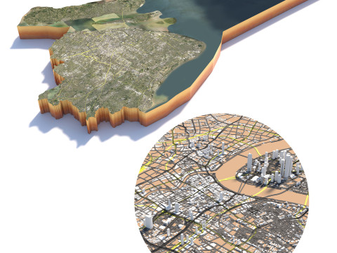 Shanghai Terrain city China 3D Model