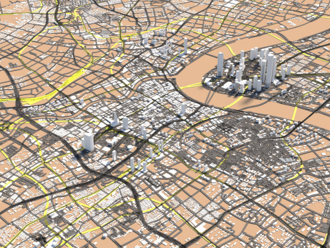 Shanghai Terrain city China 3Dモデル