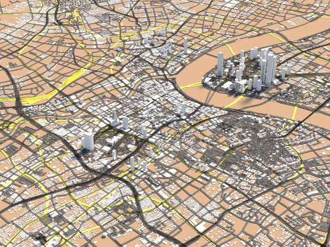 Shanghai Terrain city China 3D Model