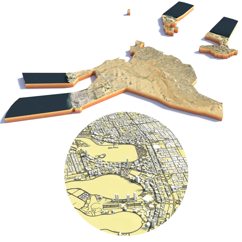 SharjahTerrain city Birleşik Arap Emirlikleri BAE 3D Model .c4d .max .obj .3ds .fbx .stl .blend 