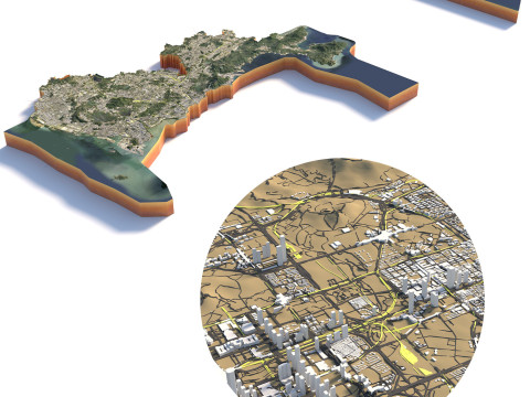 Shenzhen Terrain city China 3D Модель