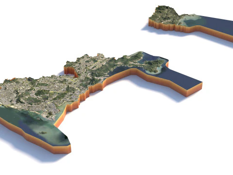 Shenzhen Terrain city China 3D Model