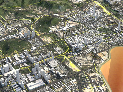 Shenzhen Terrain city China 3D Model