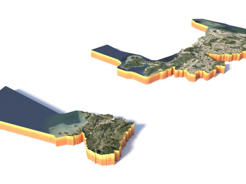 Shenzhen Terrain city China 3D Model