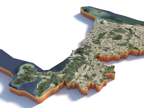 Shenzhen Terrain city China 3D Model