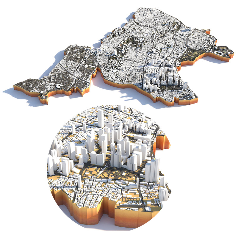 Shinjuku Terrain city Japan 3D Model .c4d .max .obj .3ds .fbx .stl .blend