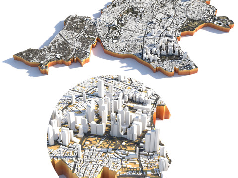 Shinjuku Terrain city Japan 3D Модель