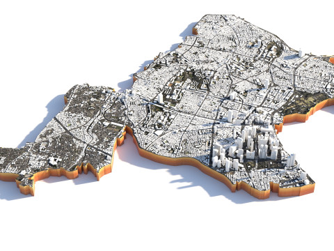 Shinjuku Terrain city Japan 3D Model