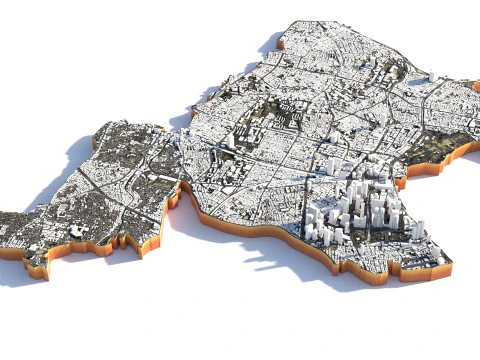 Shinjuku Terrain city Japan 3D Model