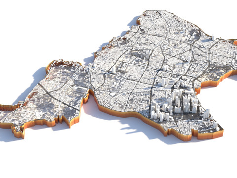 Shinjuku Terrain city Japan 3D Model