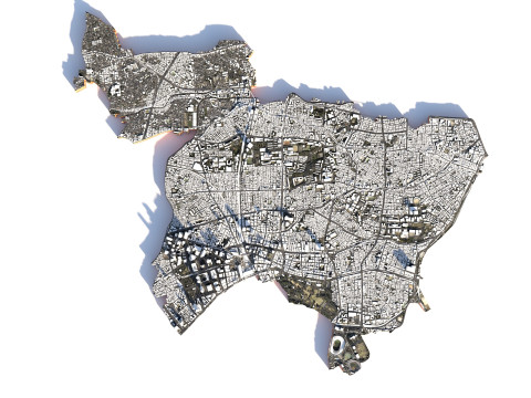 Shinjuku Terrain city Japan 3D Model