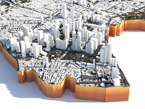 Shinjuku Terrain city Japan 3D Model