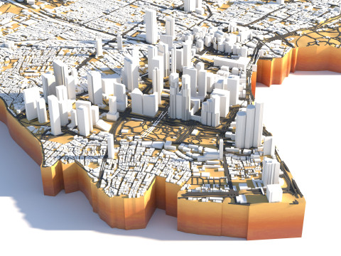 Shinjuku Terrain city Japan 3D Model