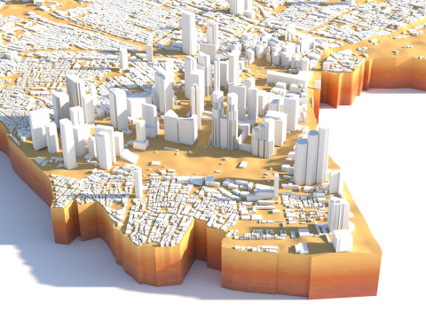 Shinjuku Terrain city Japan 3D Model