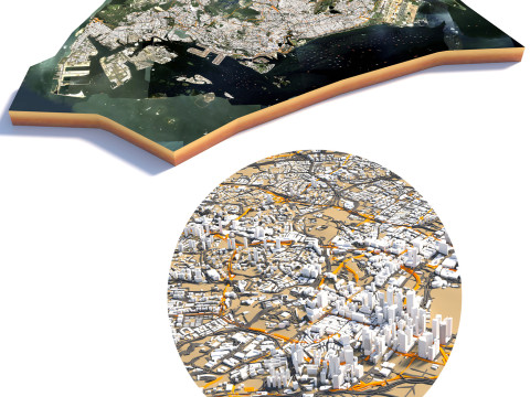 Singapore Full Terrain city 3D Modell